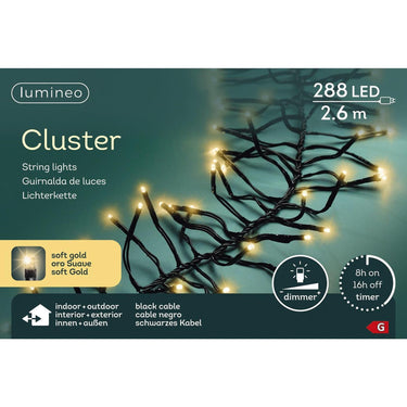 Lumineo cluster kerstverlichting 288led 2,6m softgold indoor + outdoor