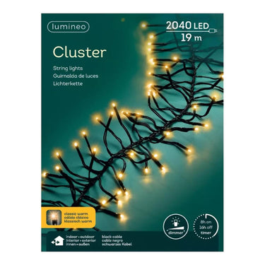 Lumineo led cluster verlichting 2040l 19m met dimmer en timer, klassiek warm