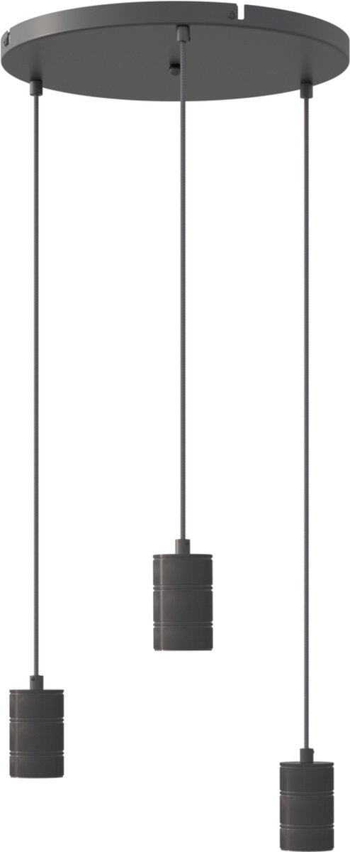 Calex retro plafondlamp - 3x e27 - hanglamp industrieel - ø40cm pendellamp rond - zwart