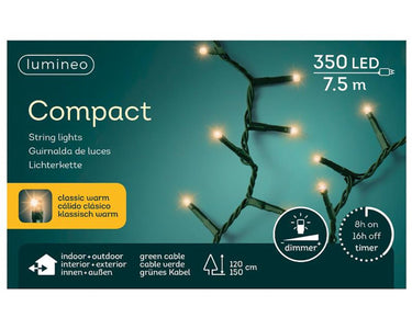Lumineo led strengverlichting 750cm 350xled warmwit voor boom 120-150cm met 8-uurs timer en dimfunctie