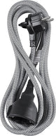 Q-link verlengsnoer - platte stekker - randaarde - 3 x 1.5 mmâ² - 3 meter - textiel - zwart - wit