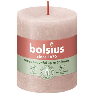 Bolsius rustiek stompkaars misty pink ø68x80 mm 30 uur (4 stuks)
