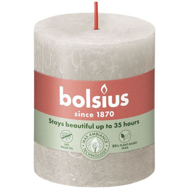 Bolsius rustiek stompkaars sandy grey ø68x80 mm 30 uur (4 stuks)