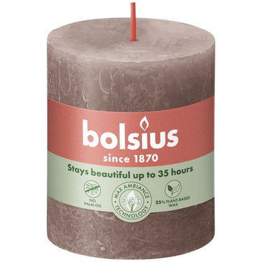 Bolsius rustiek stompkaars rustic taupe ø68x80 mm 30 uur (4 stuks)