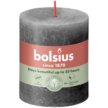 Bolsius rustiek stompkaars stormy grey ø68x80 mm 30 uur (4 stuks)