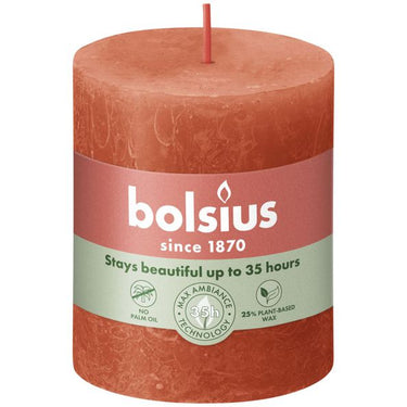Bolsius rustiek stompkaars earthy orange ø68x80 mm 30 uur (4 stuks)