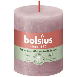 Bolsius rustiek stompkaars ash rose ø68x80 mm 30 uur (4 stuks)