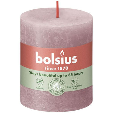 Bolsius rustiek stompkaars ash rose ø68x80 mm 30 uur (4 stuks)