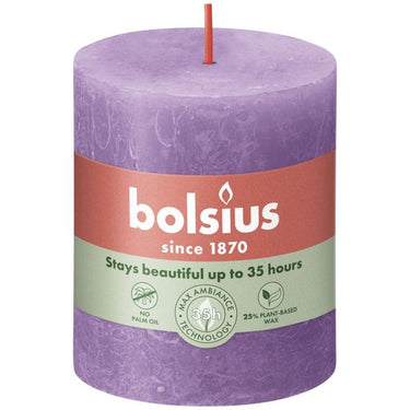 Bolsius rustiek stompkaars vibrant violet ø68x80 mm 30 uur (4 stuks)