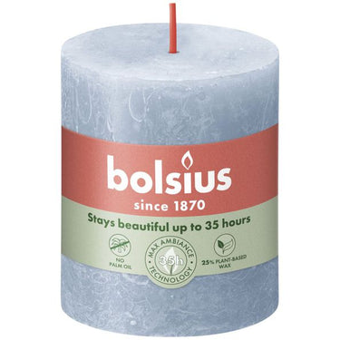 Bolsius rustiek stompkaars sky blue ø68x80 mm 30 uur (4 stuks)
