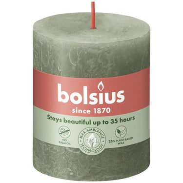 Bolsius rustiek stompkaars fresh olive ø68x80 mm 30 uur (4 stuks)