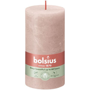 Bolsius rustiek stompkaars misty pink ø68x130 mm 60 uur (4 stuks)