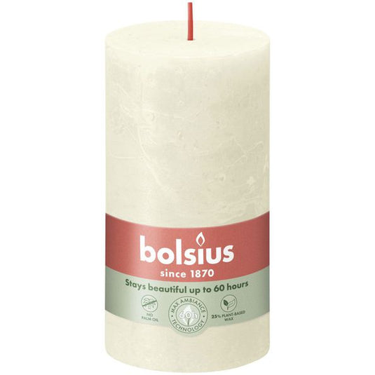 Bolsius rustiek stompkaars soft pearl ø68x130 mm 60 uur (4 stuks)