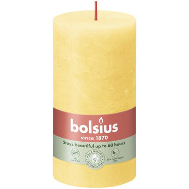 Bolsius rustiek stompkaars sunny yellow ø68x130 mm 60 uur (4 stuks)