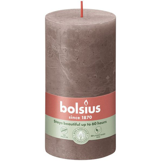 Bolsius Bolsius Stompkaarsen Shine 4 st rustiek 130x68 mm rustiek taupe