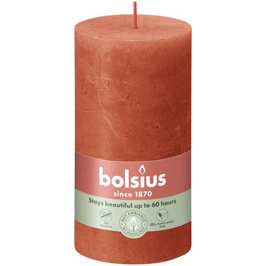 Bolsius rustiek stompkaars earthy orange ø68x130 mm 60 uur (4 stuks)