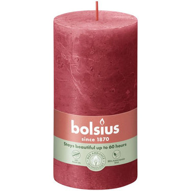 Bolsius rustiek stompkaars delicate red ø68x130 mm 60 uur (4 stuks)