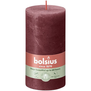 Bolsius rustiek stompkaars velvet red ø68x130 mm 60 uur (4 stuks)
