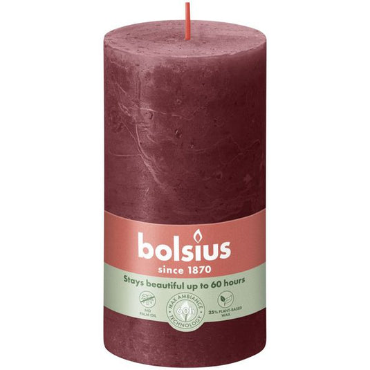 Bolsius Bolsius Stompkaarsen Shine 4 st rustiek 130x68 mm fluweelrood