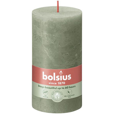Bolsius rustiek stompkaars fresh olive ø68x130 mm 60 uur (4 stuks)