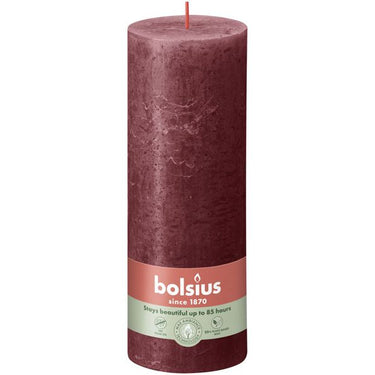 Bolsius rustiek stompkaars velvet red ø68x190 mm 85 uur (4 stuks)