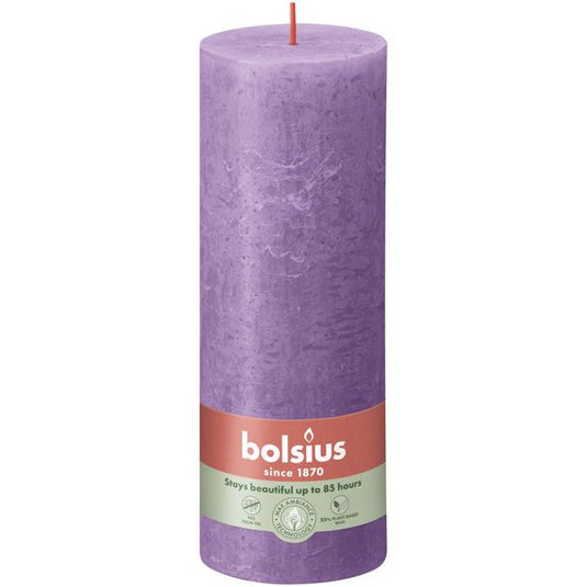 Bolsius rustiek stompkaars vibrant violet ø68x190 mm 85 uur (4 stuks)