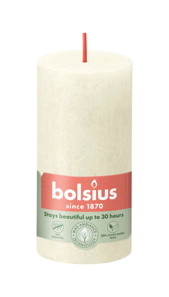 Bolsius rustiek stompkaars soft pearl ø50x100 mm 30 uur (8 stuks)