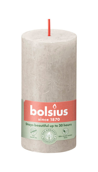 Bolsius rustiek stompkaars 100 50 sandy grey a8