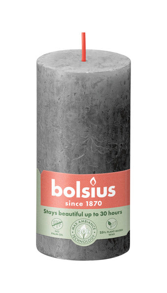 Bolsius rustiek stompkaars 100 50 stormy grey a8