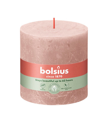Bolsius rustiek stompkaars misty pink ø100x100 mm 62 uur (3 stuks)