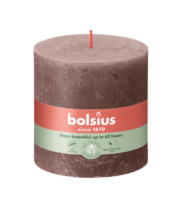Bolsius rustiek stompkaars rustic taupe ø100x100 mm 62 uur (3 stuks)