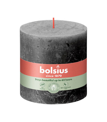 Bolsius rustiek stompkaars stormy grey ø100x100 mm 62 uur (3 stuks)