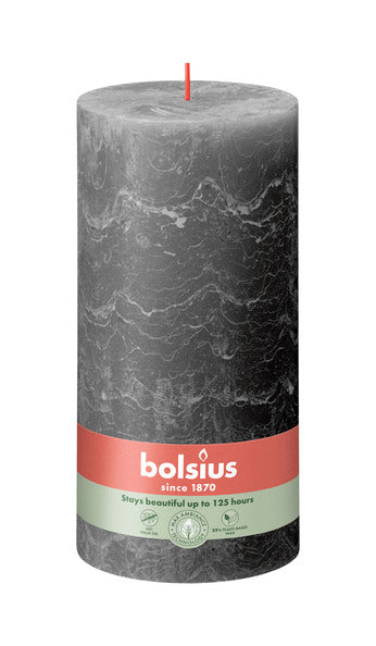 Bolsius rustiek stompkaars stormy grey ø100x200 mm 125 uur (4 stuks)
