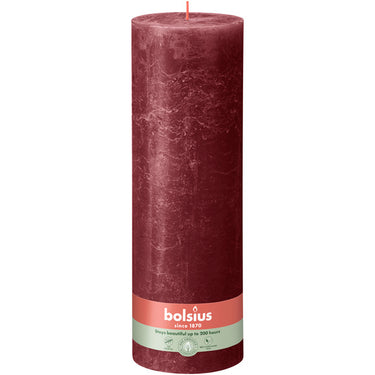 Bolsius rustiek stompkaars velvet red ø100x300 mm 200 uur (4 stuks)