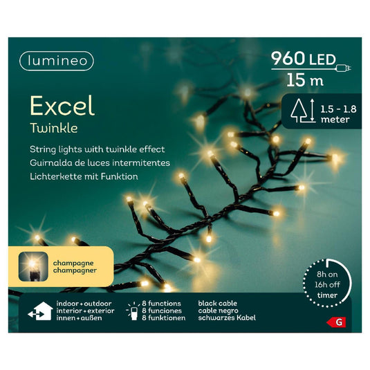 Lumineo excel twinkel 960led 15m champagne