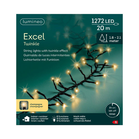 Lumineo excel twinkel 1272led 20m champagne