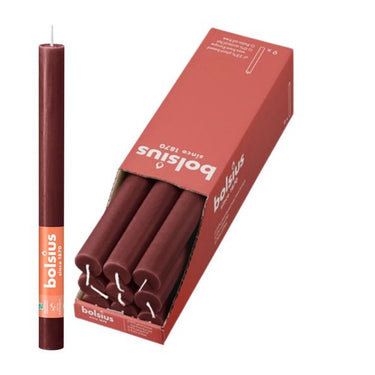 Bolsius rustiek tafelkaars velvet red ø23x270 mm 13 uur (9 stuks)