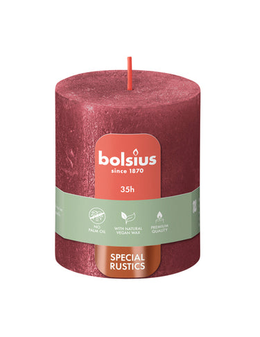 Bolsius stompkaars shimmer red ø68x80 mm 35 uur (4 stuks)