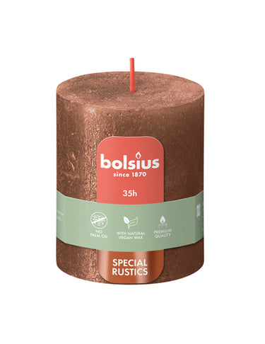 Bolsius stompkaars shimmer copper ø68x80 mm 35 uur (4 stuks)