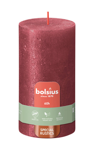 Bolsius stompkaars shimmer red ø68x130 mm 60 uur (4 stuks)