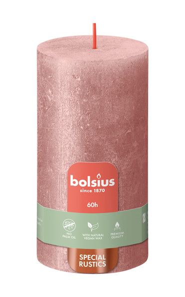 Bolsius stompkaars shimmer pink ø68x130 mm 60 uur (4 stuks)