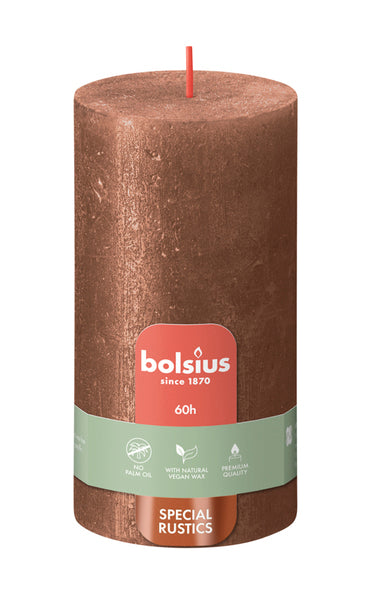 Bolsius stompkaars shimmer copper ø68x130 mm 60 uur (4 stuks)