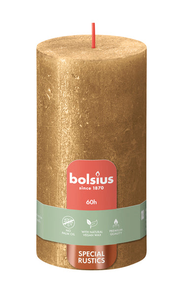 Bolsius stompkaars shimmer gold ø68x130 mm 60 uur (4 stuks)