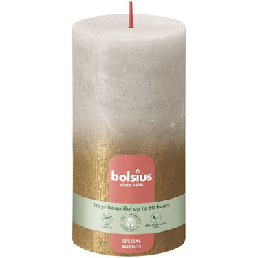 Bolsius stompkaars sandy grey + gold ø68x130 mm 60 uur (4 stuks)