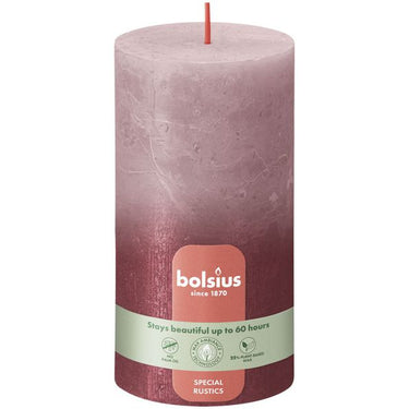 Bolsius stompkaars ash rose + red ø68x130 mm 60 uur (4 stuks)