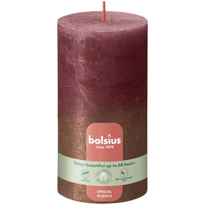 Bolsius stompkaars velvet red + copper ø68x130 mm 60 uur (4 stuks)