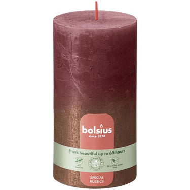 Bolsius stompkaars velvet red + copper ø68x130 mm 60 uur (4 stuks)