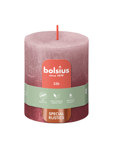 Bolsius stompkaars ash rose + red ø68x80 mm 35 uur (4 stuks)