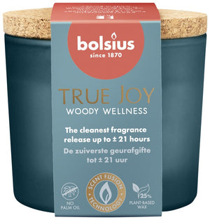 Bolsius geurglas met deksel true joy woody wellness ø83x66mm 21 uur (6x)
