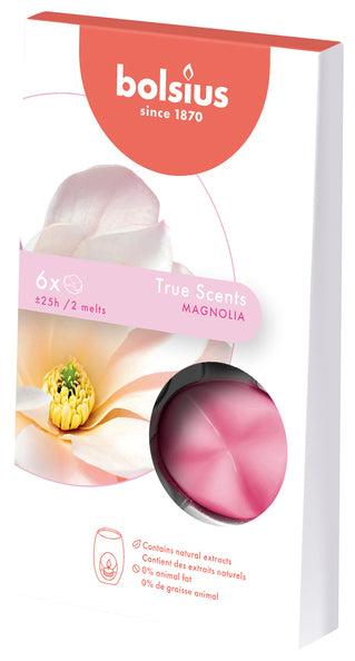 Bolsius wax melts pack true scents magnolia 25 uur (8x 6 stuks)